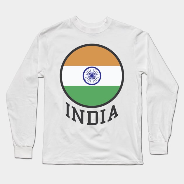 India Flag Logo Tricolor with Ashoka Chakra Desi Indian Long Sleeve T-Shirt by alltheprints